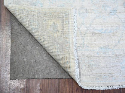 Peshawar Oushak hand-knotted wool runner in Ivory & Goose Gray, 2'7" x 9'11" — SKU O074371 (view 2)