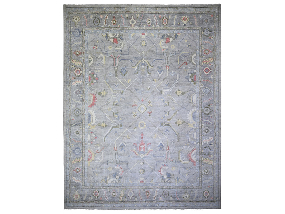 Oushak Oushak hand-knotted wool rug in Gray & Spanish Gray, 12'2" x 15'5" — SKU O074385
