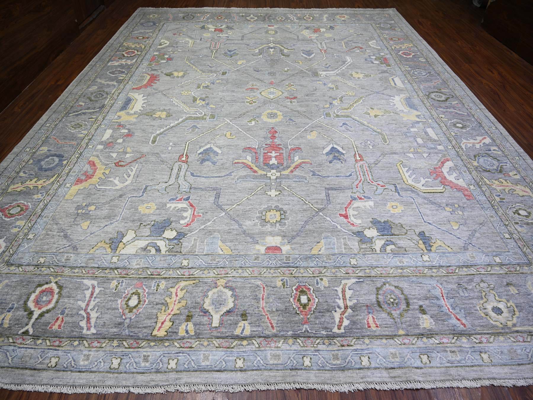 Oushak Oushak hand-knotted wool rug in Gray & Spanish Gray, 12'2" x 15'5" — SKU O074385 (view 2)