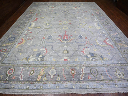 Oushak Oushak hand-knotted wool rug in Gray & Spanish Gray, 12'2" x 15'5" — SKU O074385 (view 2)