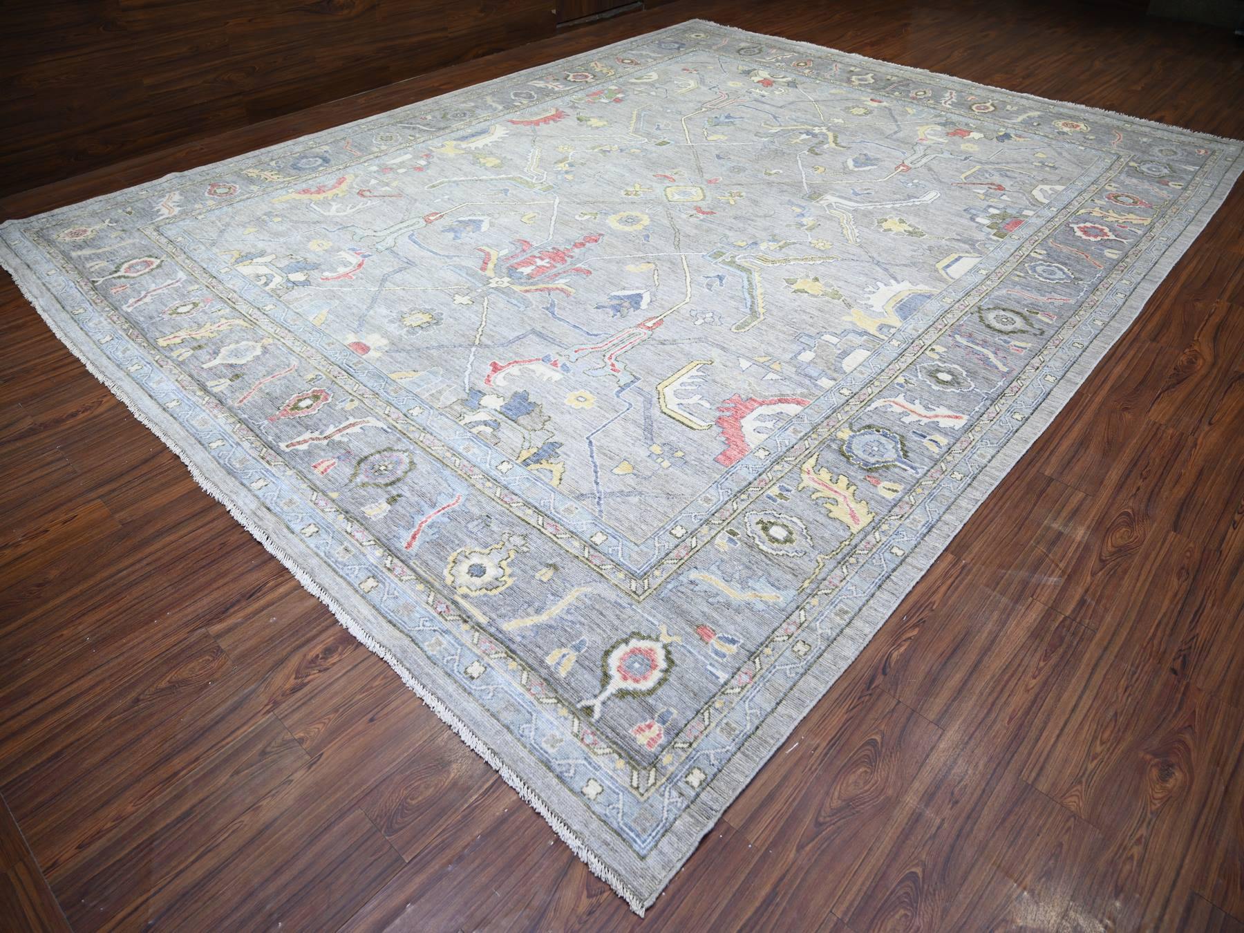 Oushak Oushak hand-knotted wool rug in Gray & Spanish Gray, 12'2" x 15'5" — SKU O074385 (view 3)