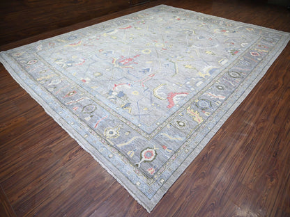 Oushak Oushak hand-knotted wool rug in Gray & Spanish Gray, 12'2" x 15'5" — SKU O074385 (view 3)