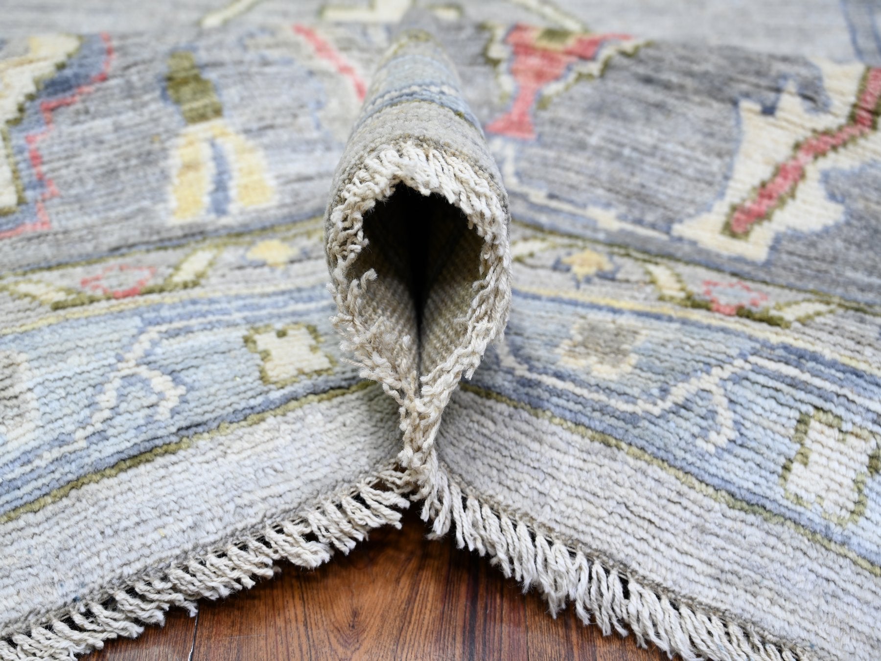 Oushak Oushak hand-knotted wool rug in Gray & Spanish Gray, 12'2" x 15'5" — SKU O074385 (view 5)