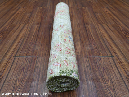 Green 3'0" x 5'2" Oushak / Peshawar Hand knotted Wool Rug - Sku: O074412