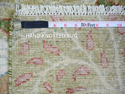 Peshawar Oushak hand-knotted wool rug in Green, 3' x 5'2" — SKU O074412 (view 6)