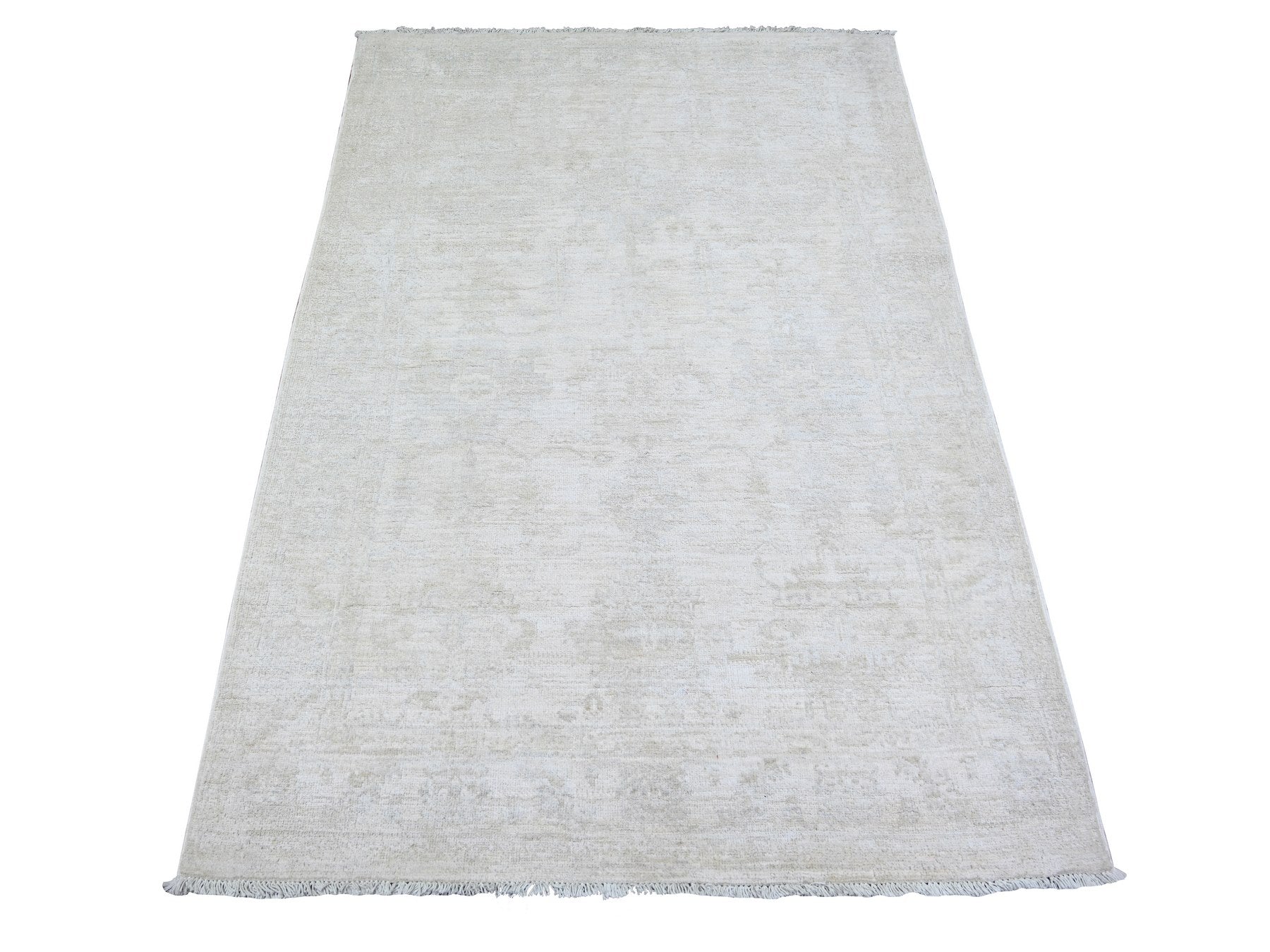 Peshawar Oushak hand-knotted wool rug in Ivory & Daisy White, 3'10" x 5'10" — SKU O074462