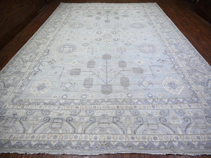 Grey 11'10" x 16'3" Oushak And Peshawar Hand knotted Wool Rug - Sku: O074465