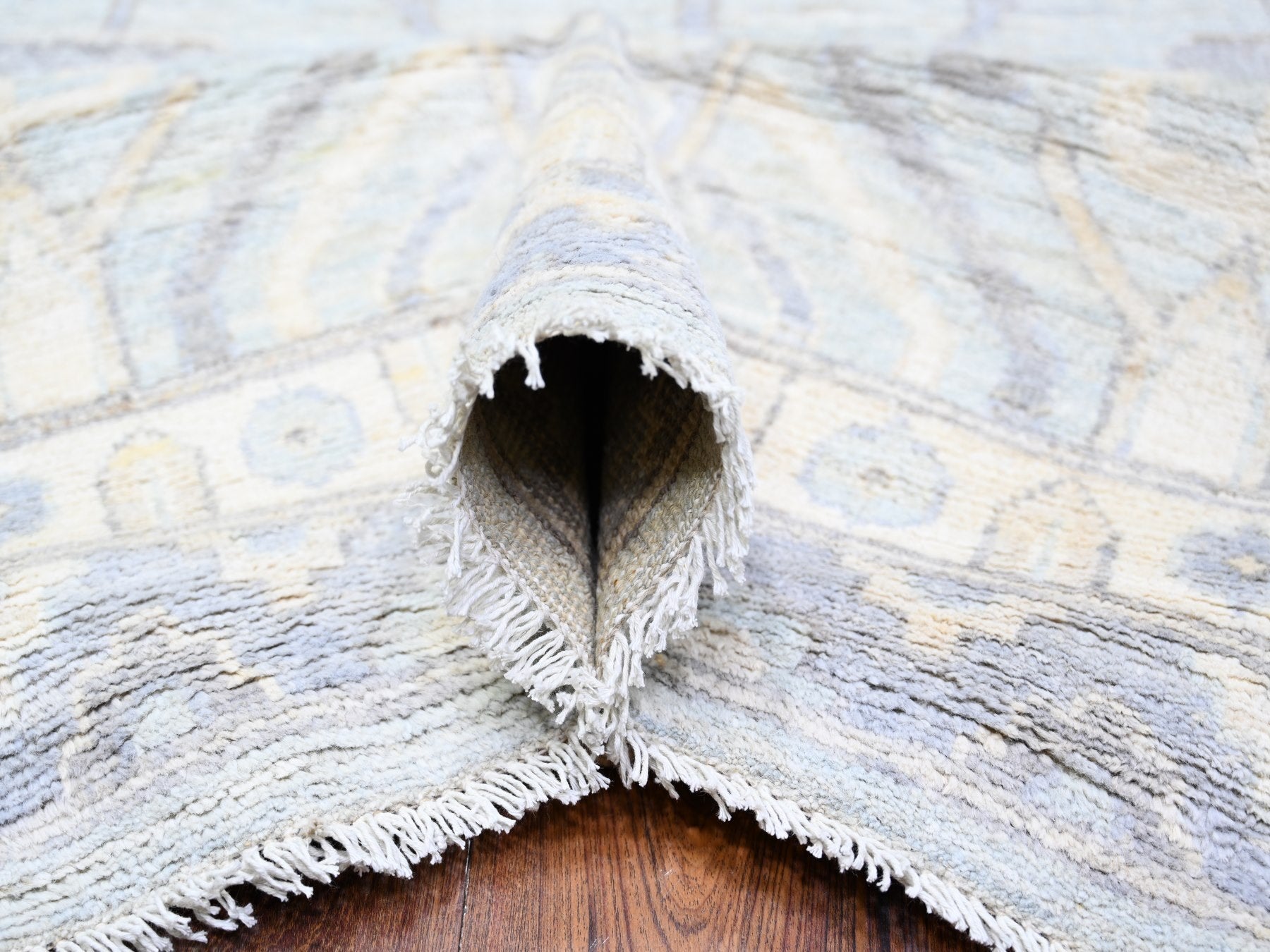 Khotan Oushak hand-knotted wool rug in Gray & Chrome Gray, 11'10" x 16'3" — SKU O074465 (view 5)