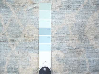 Blue 2'8" x 9'9" Oushak And Peshawar Hand knotted Wool Rug - Sku: O074470