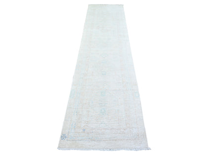 Peshawar Oushak hand-knotted wool runner in Ivory, 2'5" x 9'5" — SKU O074471
