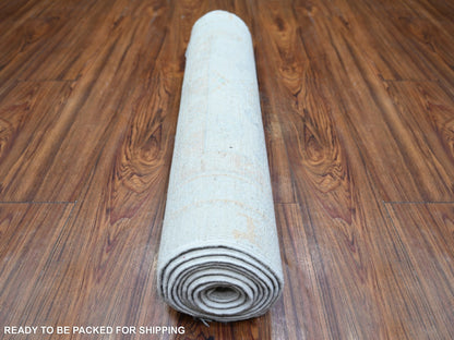 Peshawar Oushak hand-knotted wool runner in Ivory, 2'5" x 9'5" — SKU O074471 (view 4)