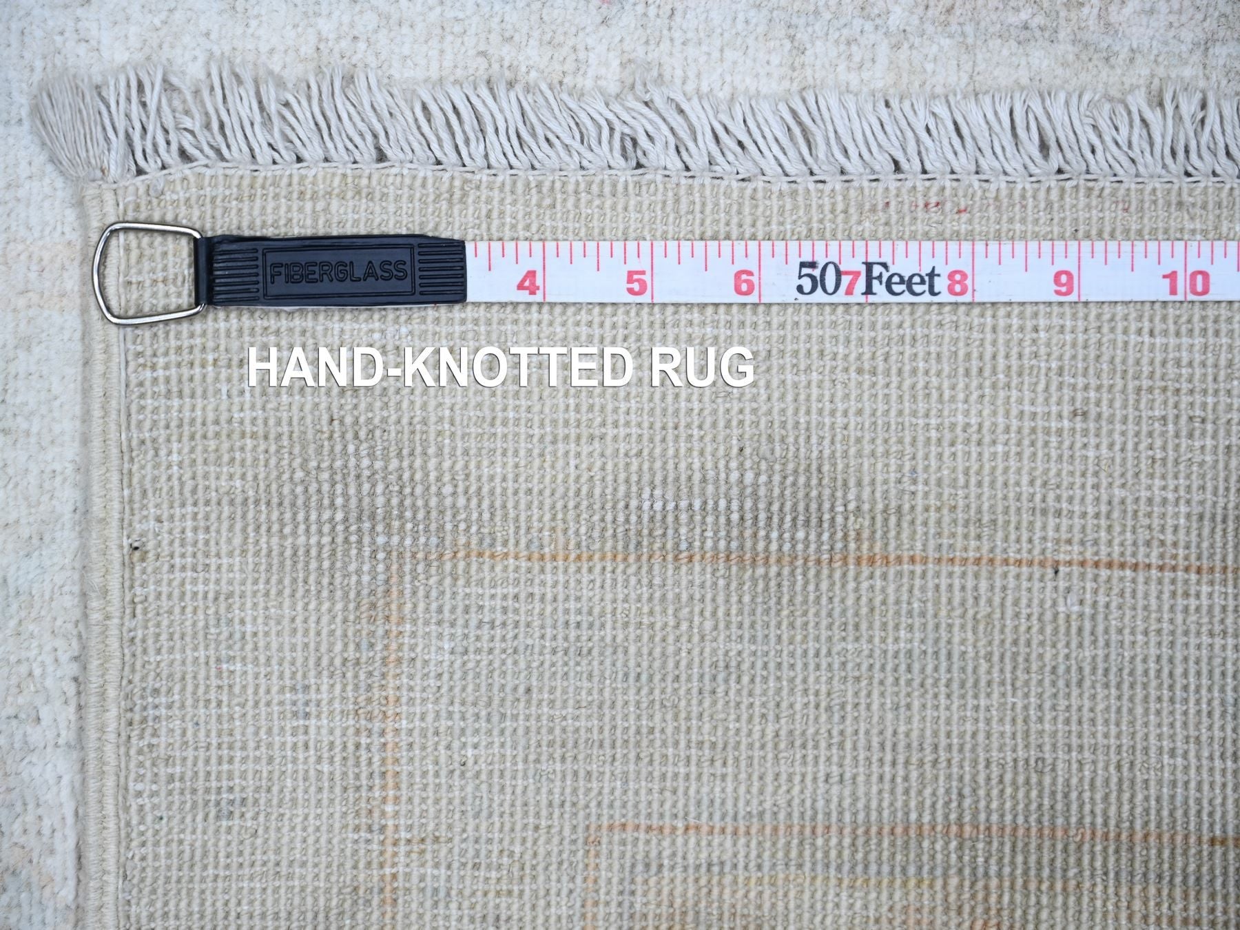 Peshawar Oushak hand-knotted wool runner in Ivory, 2'5" x 9'5" — SKU O074471 (view 6)