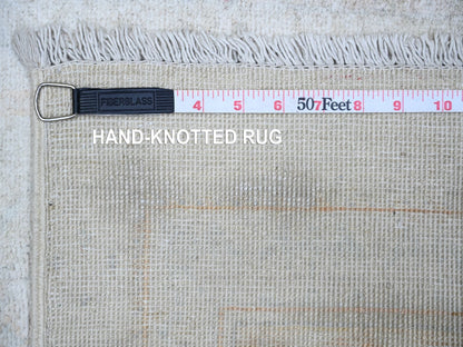 Peshawar Oushak hand-knotted wool runner in Ivory, 2'5" x 9'5" — SKU O074471 (view 6)