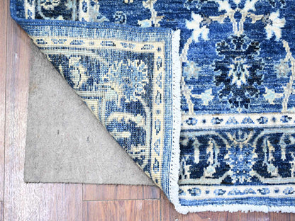 Blue 2'10" x 4'8" Oushak And Peshawar Hand knotted Wool Rug - Sku: O074473