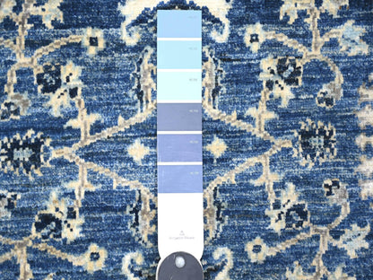 Blue 2'10" x 4'8" Oushak And Peshawar Hand knotted Wool Rug - Sku: O074473