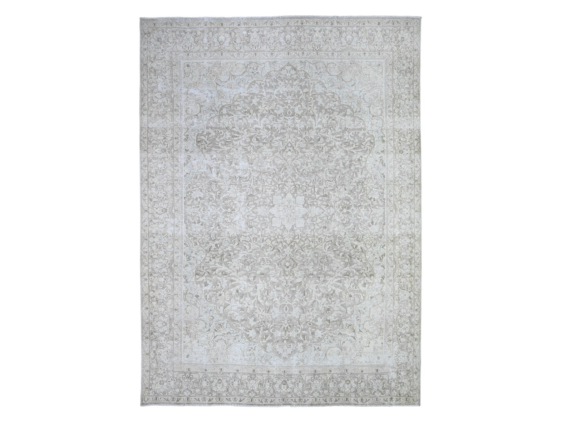 Kerman Vintage hand-knotted wool rug in Overdyed & Gray, 7'8" x 10'6" — SKU O074477