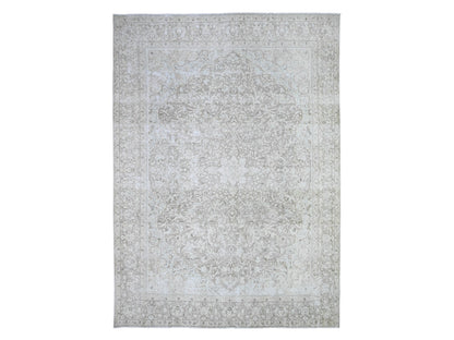 Kerman Vintage hand-knotted wool rug in Overdyed & Gray, 7'8" x 10'6" — SKU O074477
