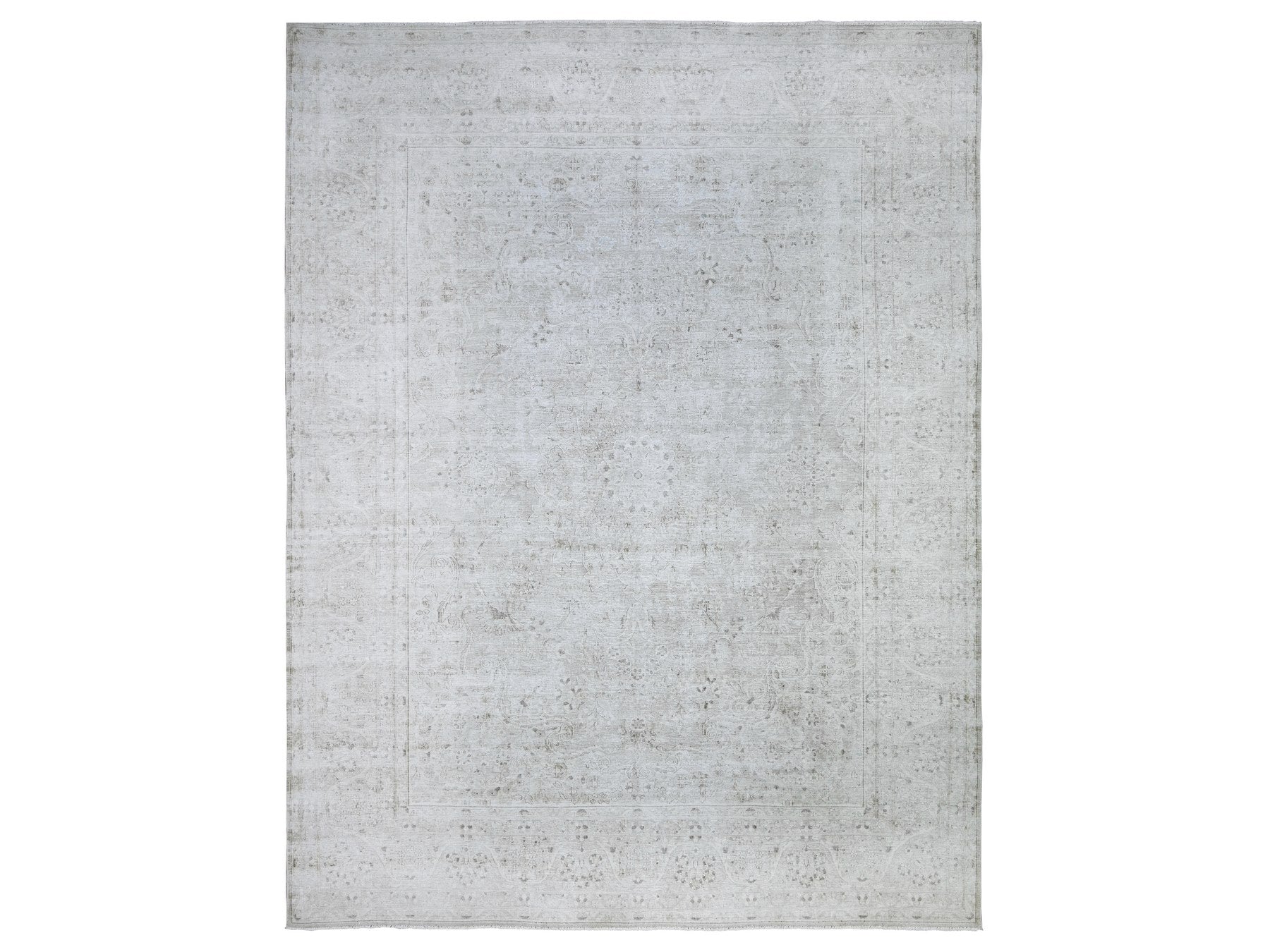 Kerman Vintage hand-knotted wool rug in Gray, 9'9" x 12'8" — SKU O074480