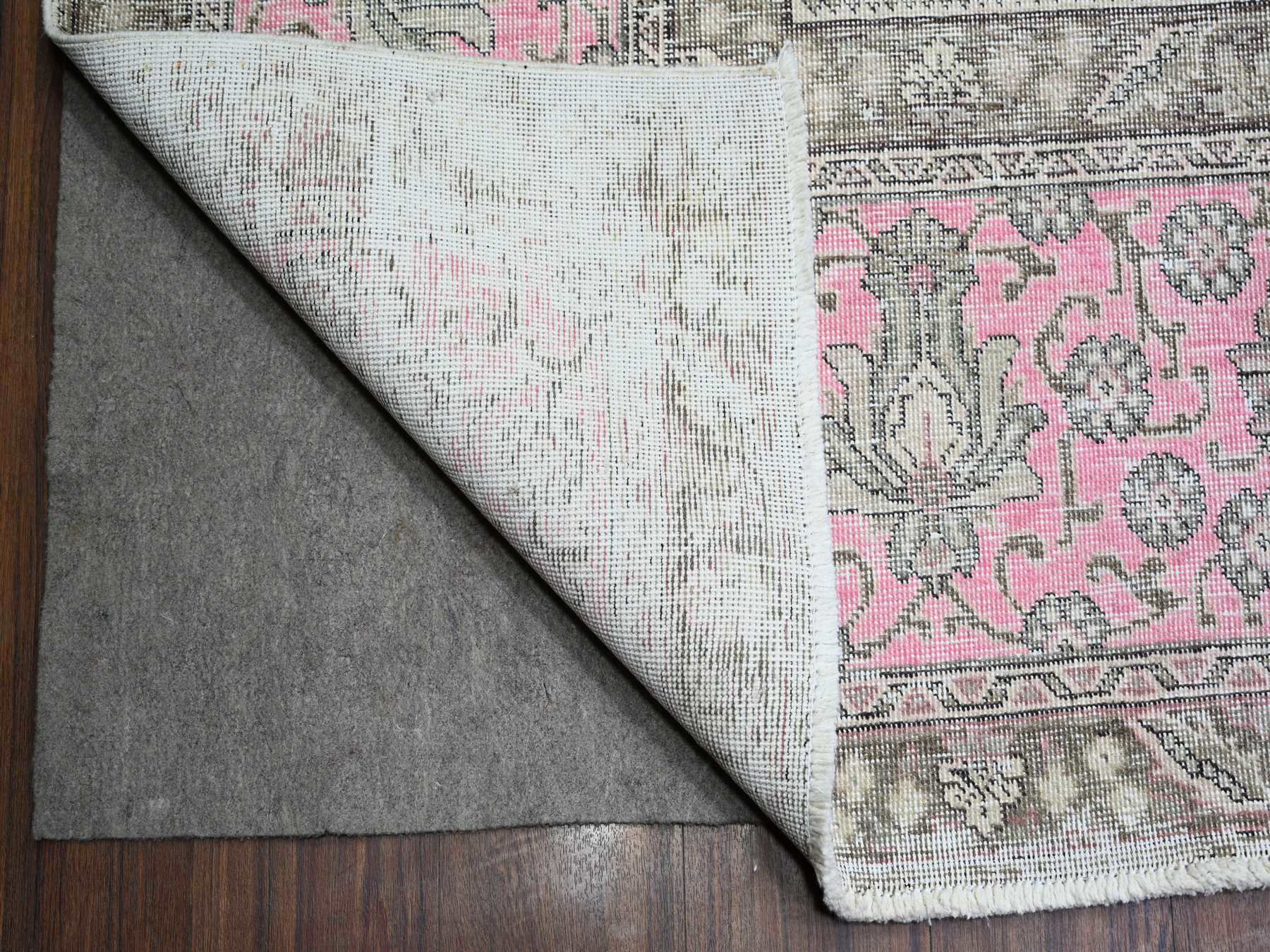 Tabriz Vintage hand-knotted wool rug in Pink, 11'3" x 15'9" — SKU O074481 (view 4)