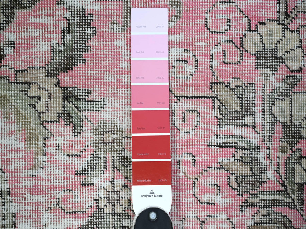 Tabriz Vintage hand-knotted wool rug in Pink, 11'3" x 15'9" — SKU O074481 (view 7)