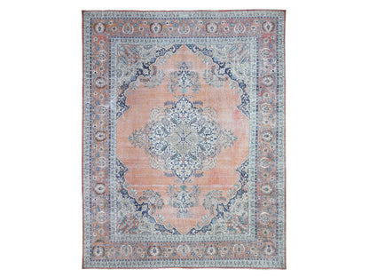 Orange 12'2" x 15'2" Vintage Hand knotted Wool Rug - Sku: O074483