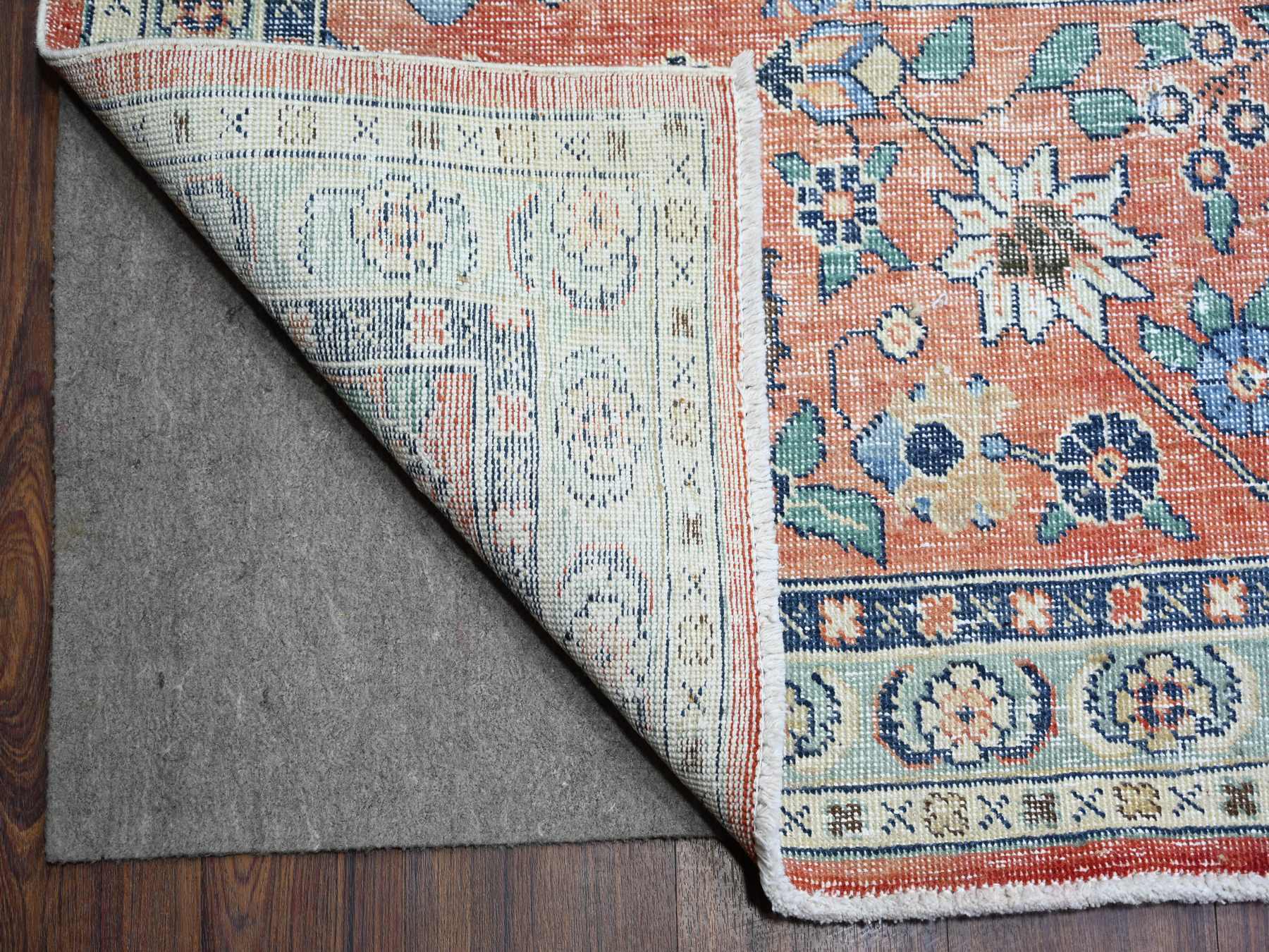 Tabriz Vintage hand-knotted wool rug in Orange, 12'2" x 15'2" — SKU O074483 (view 4)