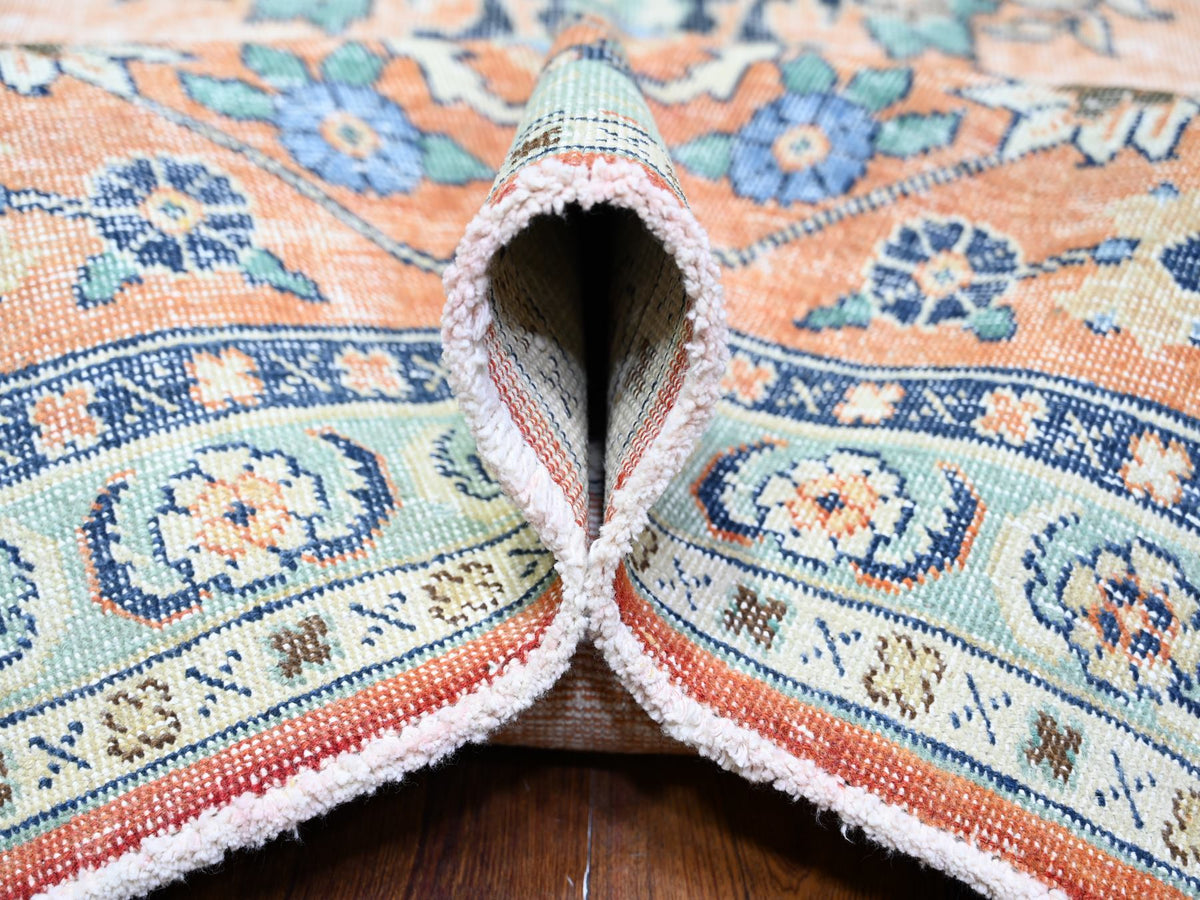 Tabriz Vintage hand-knotted wool rug in Orange, 12'2" x 15'2" — SKU O074483 (view 5)