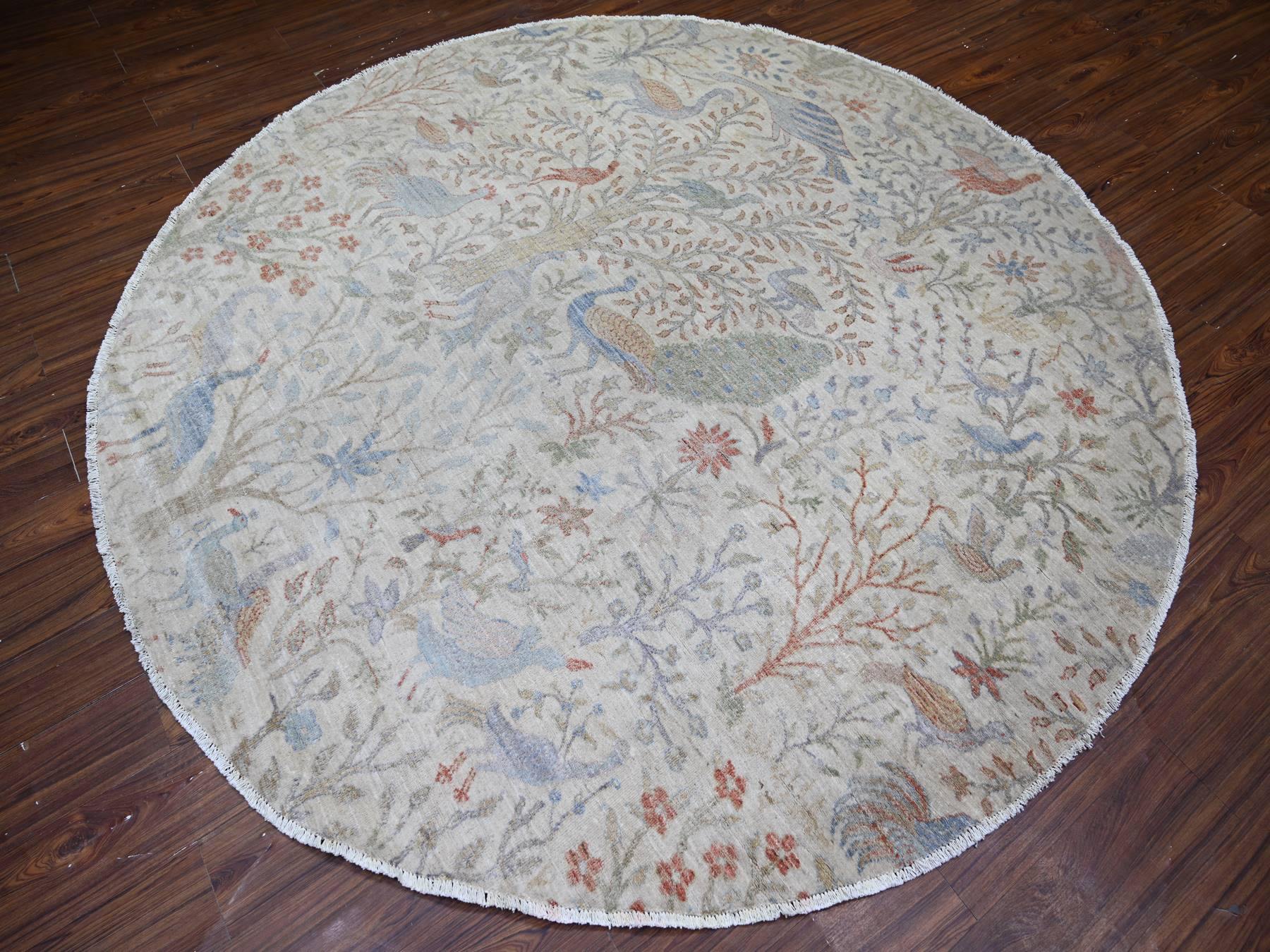 Peshawar Oushak hand-knotted wool rug in Ivory, 7'11" x 7'11" — SKU O074496 (view 3)