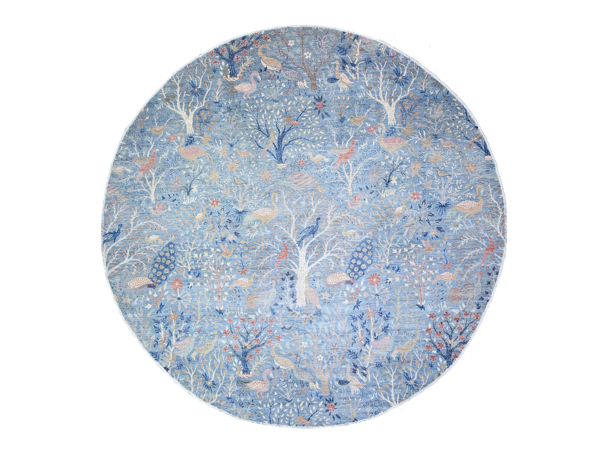 Peshawar Oushak hand-knotted wool rug in Blue, 12' x 12'2" — SKU O074497