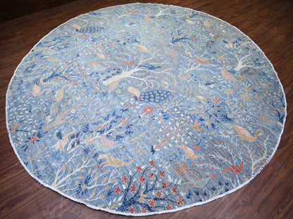 Blue 12'0" x 12'2" Oushak And Peshawar Hand knotted Wool Rug - Sku: O074497