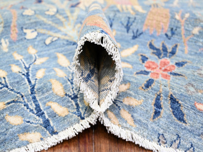 Blue 12'0" x 12'2" Oushak And Peshawar Hand knotted Wool Rug - Sku: O074497