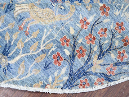 Blue 12'0" x 12'2" Oushak And Peshawar Hand knotted Wool Rug - Sku: O074497