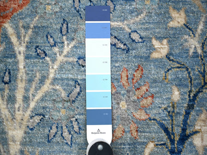 Blue 12'0" x 12'2" Oushak And Peshawar Hand knotted Wool Rug - Sku: O074497