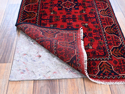 Tribal & Geometric hand-knotted wool runner in Red, 1'9" x 4'8" — SKU O0744 (view 3)