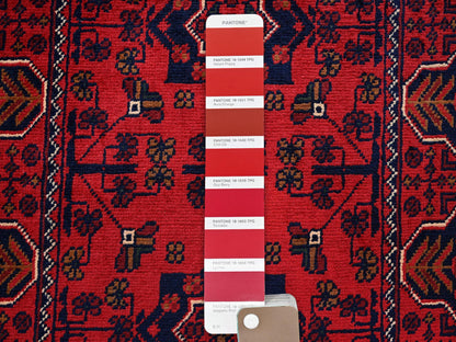 Tribal & Geometric hand-knotted wool runner in Red, 1'9" x 4'8" — SKU O0744 (view 4)
