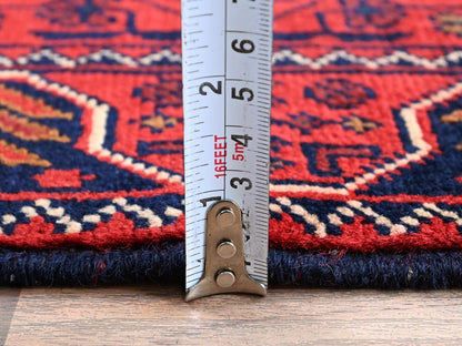 Tribal & Geometric hand-knotted wool runner in Red, 1'9" x 4'8" — SKU O0744 (view 6)