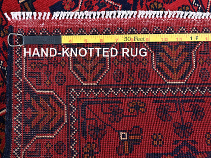 Tribal & Geometric hand-knotted wool runner in Red, 1'9" x 4'8" — SKU O0744 (view 7)