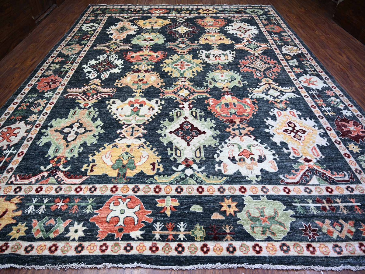 Oushak Oushak hand-knotted wool rug in Black, 11'9" x 14'7" — SKU O074504 (view 2)