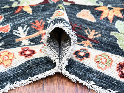 Black 11'9" x 14'7" Oushak And Peshawar Hand knotted Wool Rug - Sku: O074504