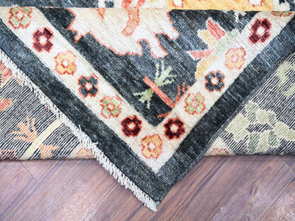 Black 11'9" x 14'7" Oushak And Peshawar Hand knotted Wool Rug - Sku: O074504