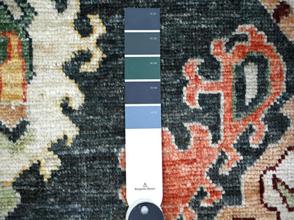 Black 11'9" x 14'7" Oushak And Peshawar Hand knotted Wool Rug - Sku: O074504