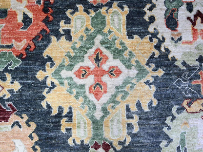 Black 11'9" x 14'7" Oushak And Peshawar Hand knotted Wool Rug - Sku: O074504