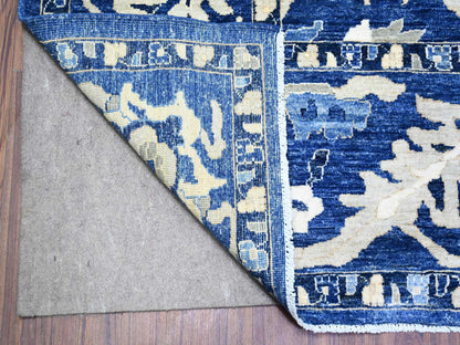 Blue 8'2" x 9'8" Oushak And Peshawar Hand knotted Wool Rug - Sku: O074507