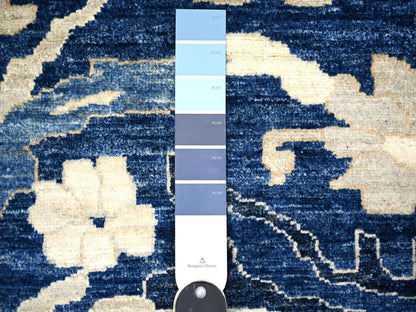 Blue 8'2" x 9'8" Oushak And Peshawar Hand knotted Wool Rug - Sku: O074507