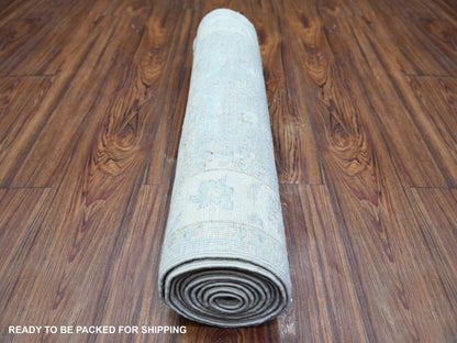 Peshawar Oushak hand-knotted wool runner in Ivory, 2'5" x 9'6" — SKU O074509 (view 4)