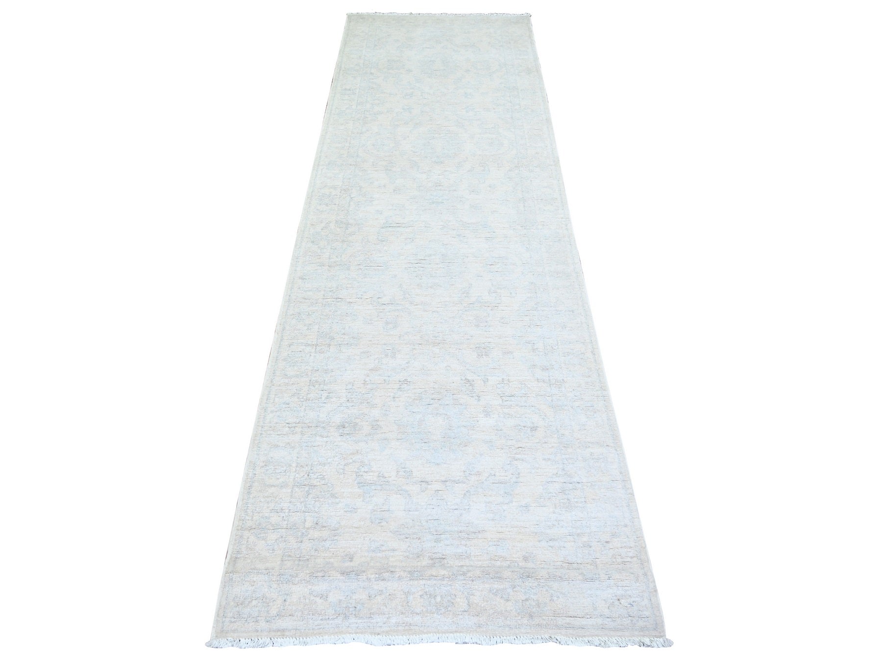 Ivory 2'11" x 9'4" Oushak / Peshawar Hand knotted Wool Rug - Sku: O074510