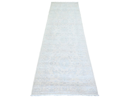 Ivory 2'11" x 9'4" Oushak And Peshawar Hand knotted Wool Rug - Sku: O074510