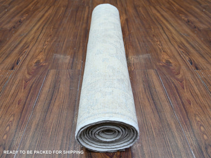 Peshawar Oushak hand-knotted wool runner in Ivory, 2'11" x 9'4" — SKU O074510 (view 4)