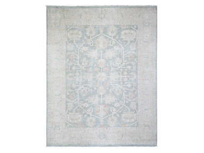 Peshawar Oushak hand-knotted wool rug in Gray & Silver, 7'11" x 9'7" — SKU O074515