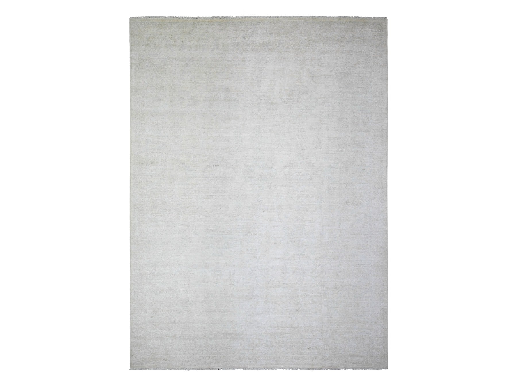 Peshawar Oushak hand-knotted wool rug in Ivory & Cloud Gray, 8'9" x 11'9" — SKU O074516